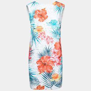 MSGM Multicolor Tropical Floral Embroidered Organza Shift Dress M