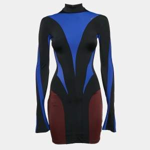 Mugler x H&M Multicolor Paneled Jersey Full Sleeve Mini Dress XS