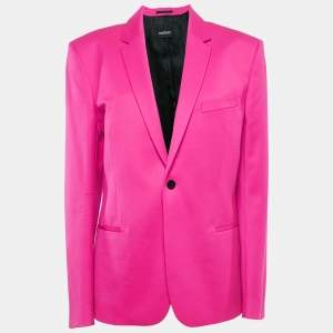 Mugler Fuchsia Pink Wool Single Breasted Blazer XL