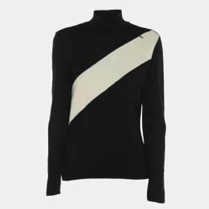 MUGLER Black/Cream Wool Knit Full Sleeve Sweater M