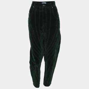 Pre Owned Mugler Green Velvet Pants M