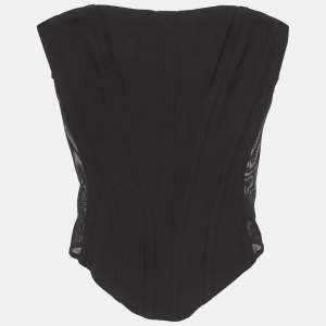 Pre Owned Mugler Black Stretch Mesh Corset S