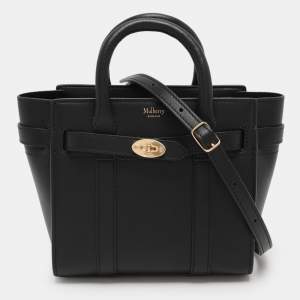 Mulberry Black Leather Micro Zip Bayswater Satchel