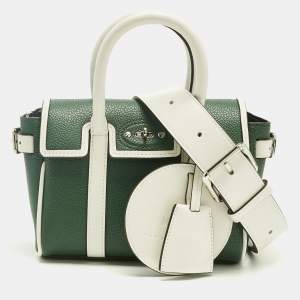 Pre Owned Mulberry x Richard Malone Green/White Leather Mini Bayswater Satchel