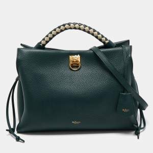 Pre Owned Mulberry Green Grained Leather Iris Top Handle Bag
