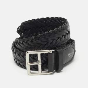 Mulberry Black Woven Leather Buckle Belt M