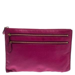 Mulberry Hot Pink Leather Multizip Pouch