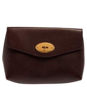 Mulberry Burgundy Leather Cosmetic Pouch