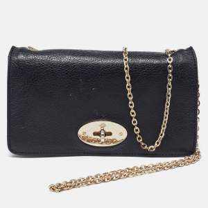 Mulberry Black Leather Bayswater Wallet on Chain