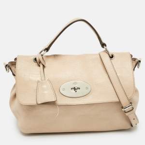 Mulberry Beige Leather Postman Lock Top Handle Bag