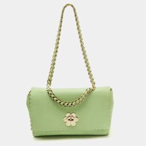 Mulberry Mint Green Leather Cecily Flower Top Handle Bag