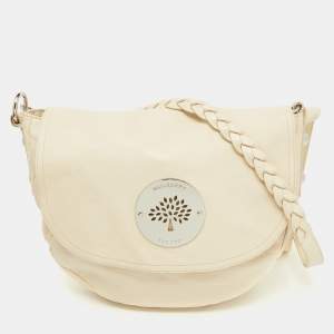 Mulberry Off White Leather Daria Logo Flap Shoulder Bag