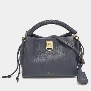 Pre Owned Mulberry Navy Blue Leather Small Iris Top Handle Bag