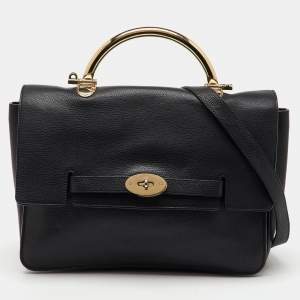 Mulberry Black Leather Medium Belted Bayswater Top Handle Bag