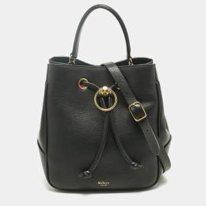 Pre Owned Mulberry Black Leather Hampstead Bucket Bag