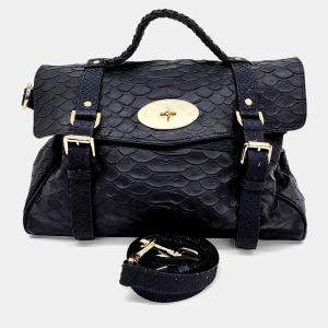 Pre Owned Mulberry Black Leather Alexa Bag Oversized