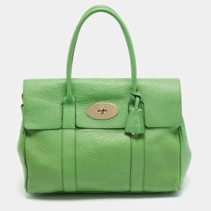 مملوكة مسبقًا Mulberry Bayswater Light Green Leather Satchel