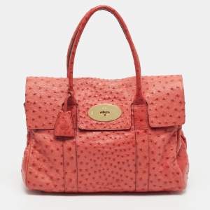Pre Owned Mulberry Bayswater Red Ostrich Leather Satchel
