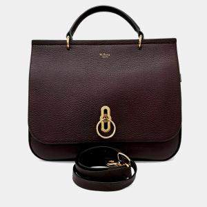 Pre Owned Mulberry Burgundy Leather Amberley Satchel Bag