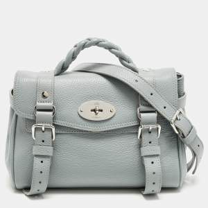 Pre Owned Mulberry Alexa Mini Light Blue Leather Top Handle Bag