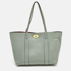 Pre Owned Mulberry Bayswater Light Green Leather Shopper Tote