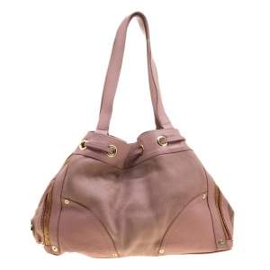Pre Owned Mulberry Pink Leather Drawstring Tote