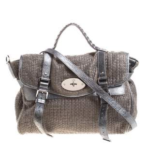 Mulberry Metallic Woven Fabric and Leather Alexa Top Handle Bag
