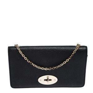 Mulberry Black Leather Bayswater Wallet on Chain