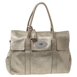 Mulberry Metallic Gold Crinkle Leather Bayswater Satchel