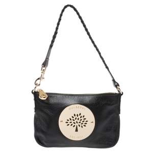 Pre Owned Mulberry Black Leather Daria Wristlet Clutch