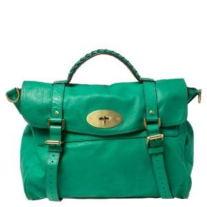 Pre Owned Mulberry Green Leather Oversized Alexa Satchel