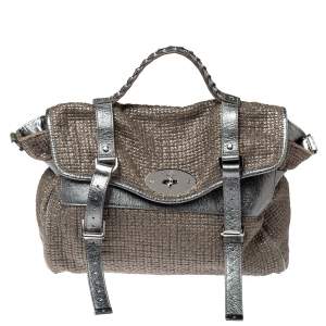 Pre Owned Mulberry Metallic Woven Fabric and Leather Alexa Top Handle Bag