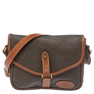 Pre Owned Mulberry Dark Brown Textured Leather Vintage Flap Crossbody Bag