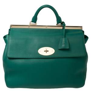 Pre Owned Mulberry Green Leather  Suffolk Top Handle Bag