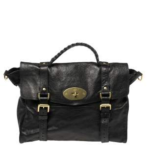 Pre Owned Mulberry Black Leather Oversized Alexa Satchel