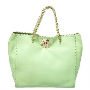 Mulberry Mint Green Leather Flower Cecily Tote