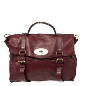 Pre Owned Mulberry Dark Red Leather Oversized Alexa Satchel