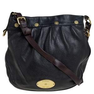 Mulberry Black/Brown Pebbled Leather Medium Mitzy Messenger Bag