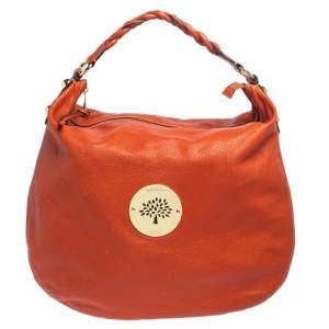 Pre Owned Mulberry Orange Leather Large Daria Hobo