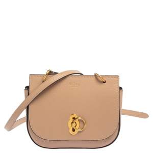 Pre Owned Mulberry Beige Leather Small Amberley Shoulder Bag