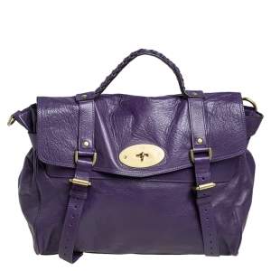 Pre Owned Mulberry Purple Leather Oversized Alexa Satchel