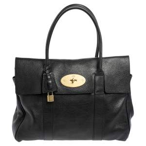 Pre Owned Mulberry Black Pebbled Leather Bayswater Satchel