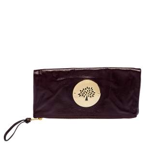 Mulberry Burgundy Leather Daria Fold Over Clutch 