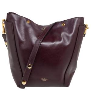 Pre Owned Mulberry Burgundy Leather Camden Press Studded Hobo