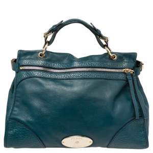 Mulberry Teal Blue Leather Taylor Top Handle Bag