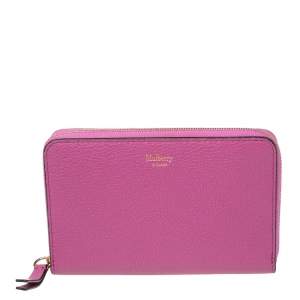 Mulberry Pink Leather Zip Around Compact Wallet