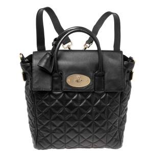 Pre Owned Mulberry Black Quilted Leather Cara Delevingne Convertible Bag