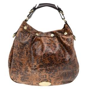 Mulberry Brown Leopard Print Leather Mitzy Hobo