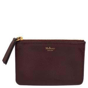 Mulberry Burgundy Leather Zip Coin Pouch