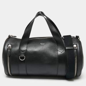 Mulberry Black Leather Round Ended Duffel Bag